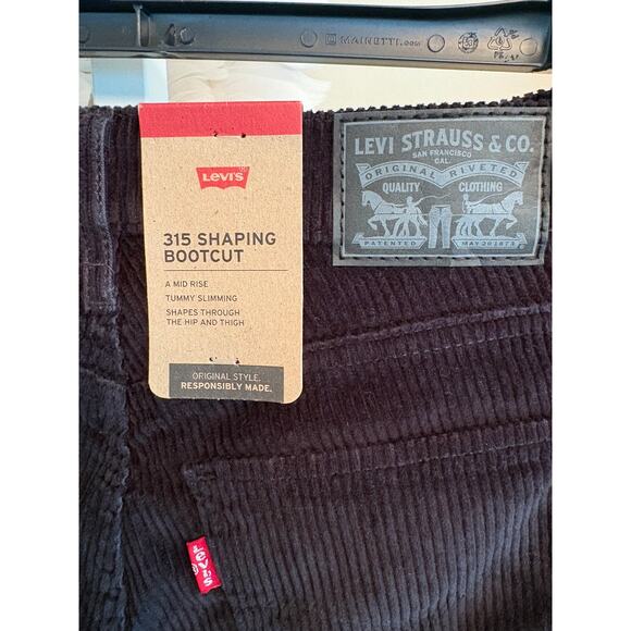 NWT LEVI'S 315 SHAPING BOOTCUT BLACK CORDUROY SIZE 27/30 - Picture 5 of 8